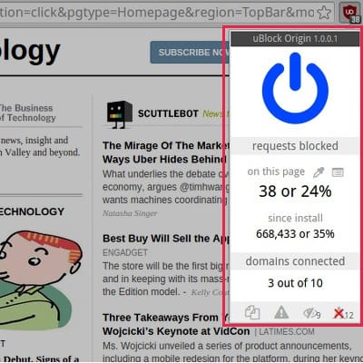 유블록 오리진 uBlock Origin (광고 차단 확장 프로그램)