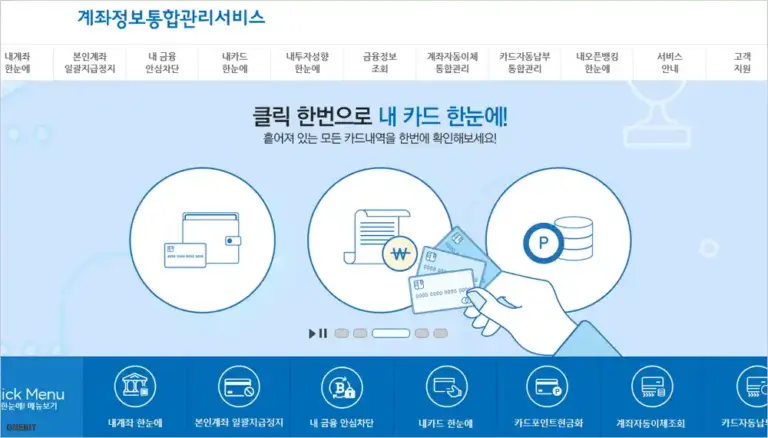 계좌정보 통합관리서비스 홈페이지 (https://www.payinfo.or.kr)